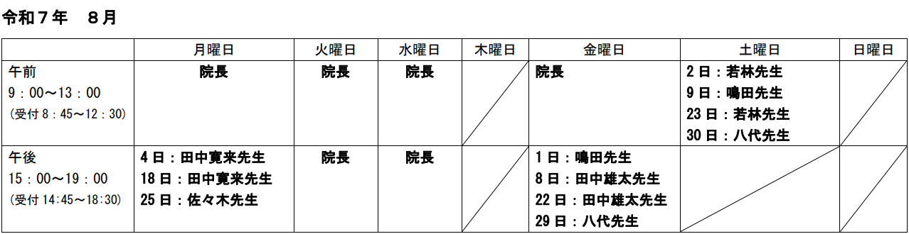 外来担当医表